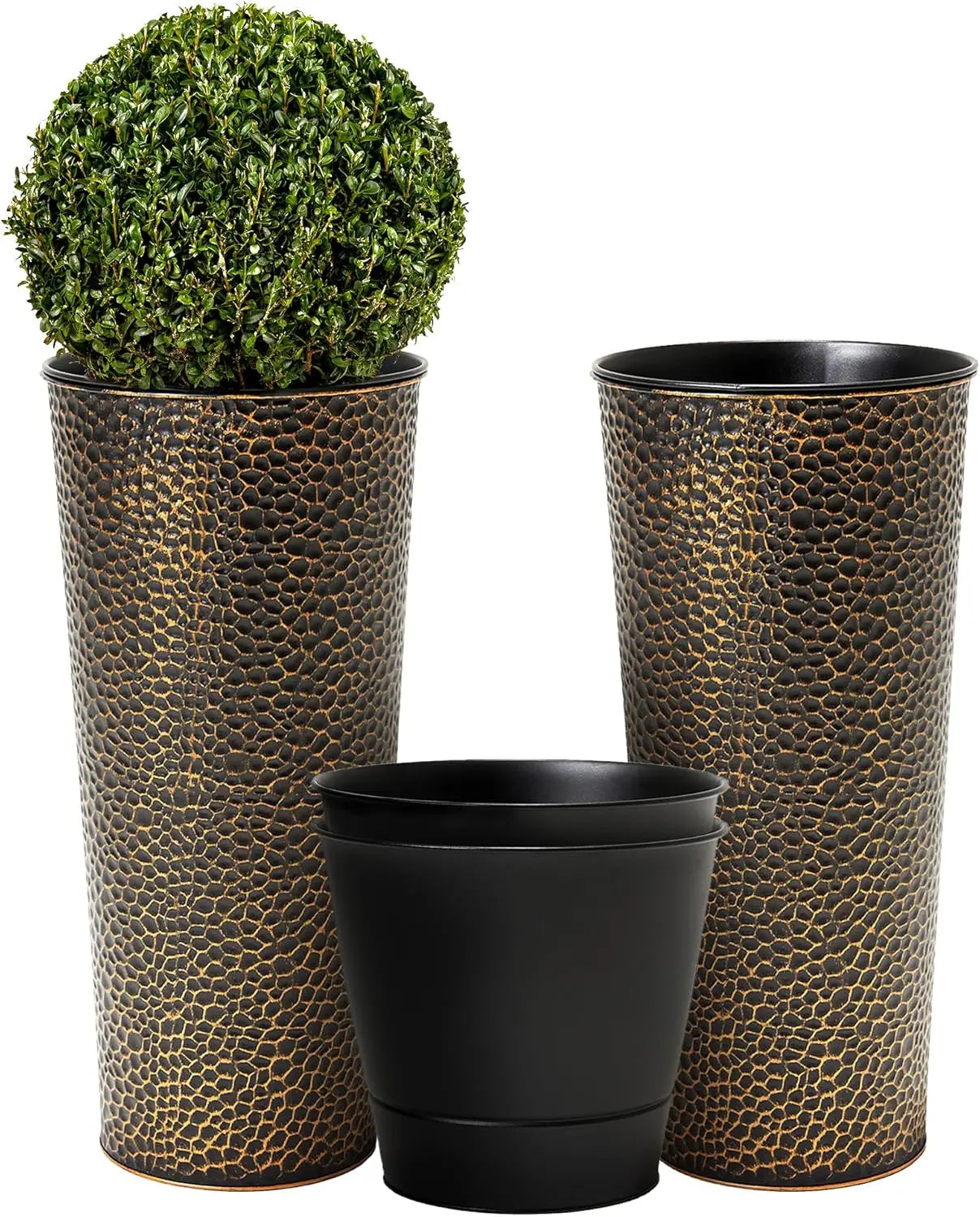 2-Pack 25" H. Metal Planter with 2X Inside Pots