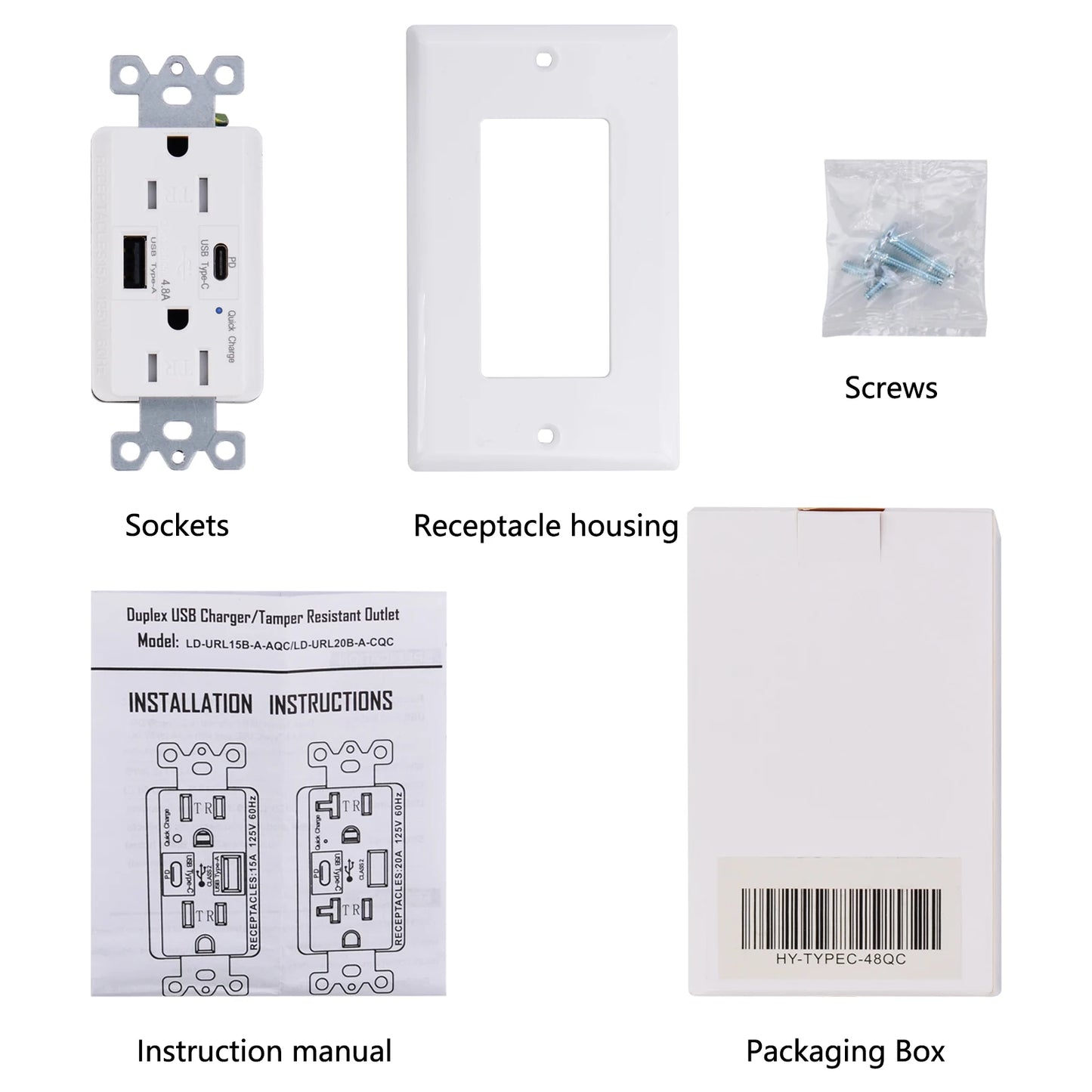 Power Socket with Type C USB Quick Charger