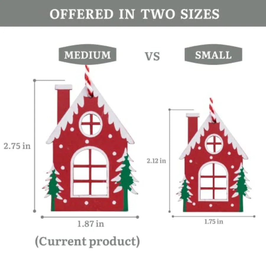 Wooden House Christmas Tree Ornaments