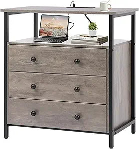27 Inch Wide Nightstand with Charging Station
