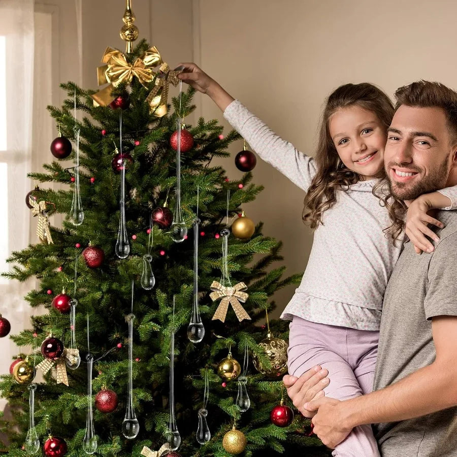 44 Pcs Clear Glass Teardrop Christmas Ornaments