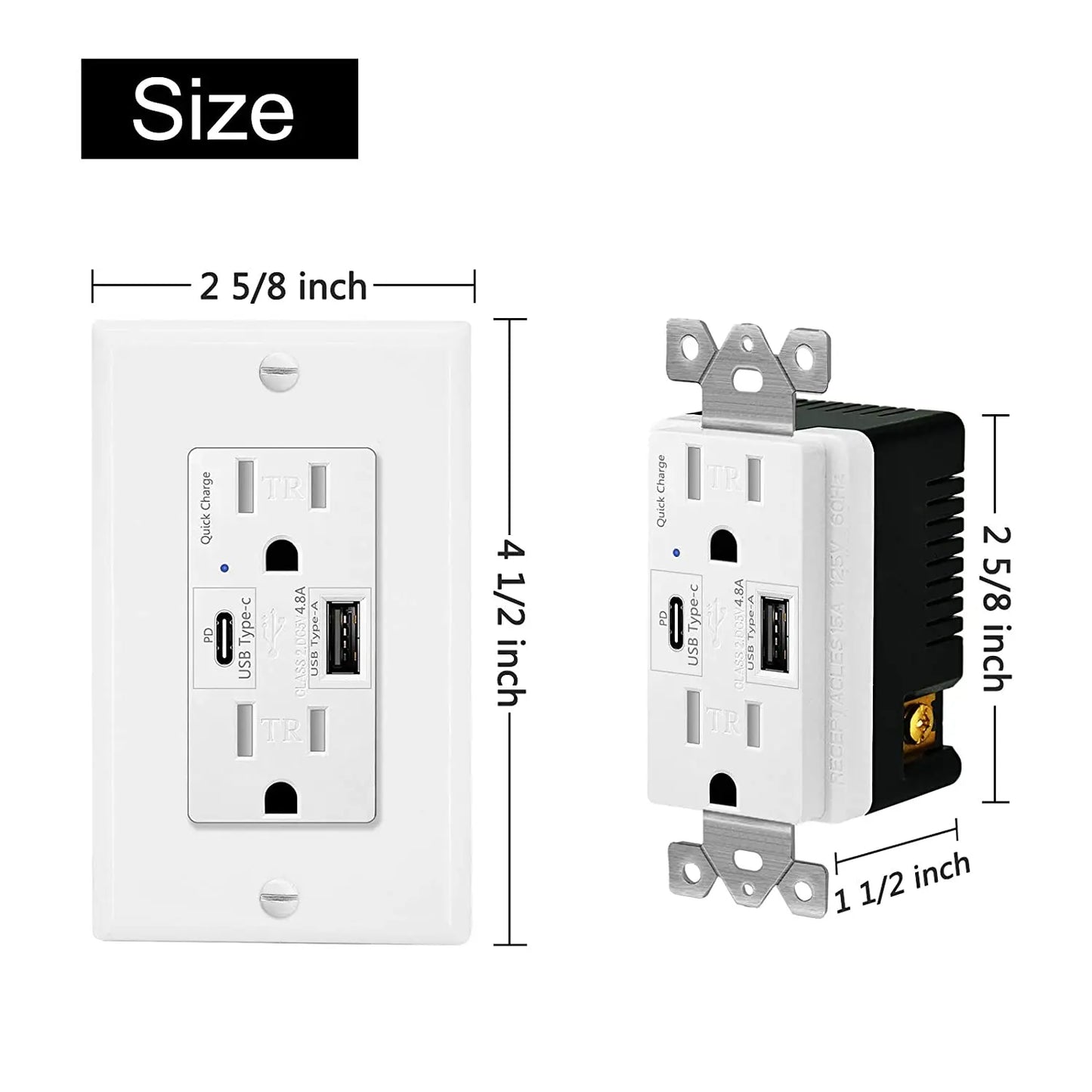Power Socket with Type C USB Quick Charger
