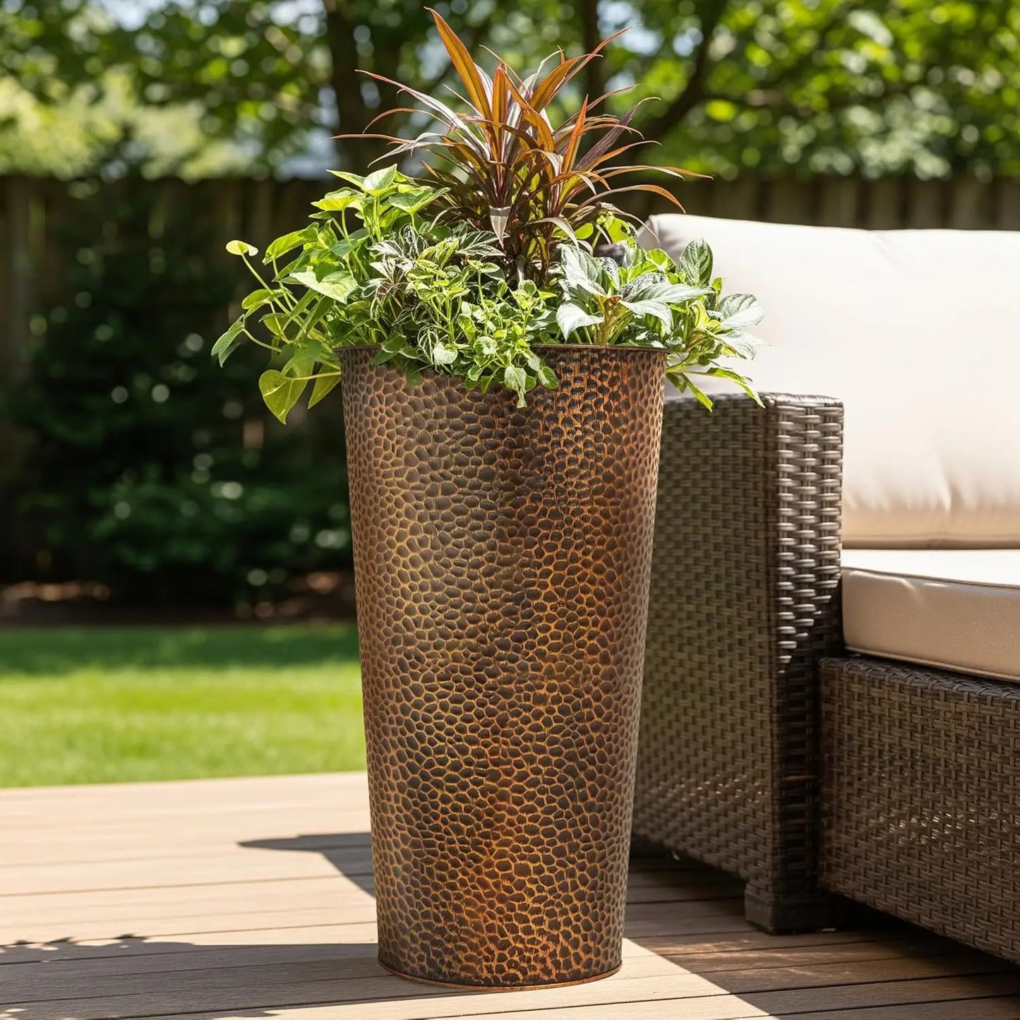 2-Pack 25" H. Metal Planter with 2X Inside Pots