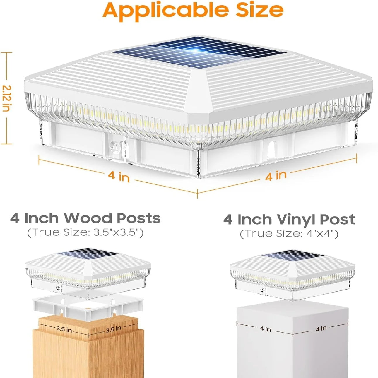 "Solar Post Cap Lights 6/12-Pack, 40-LED