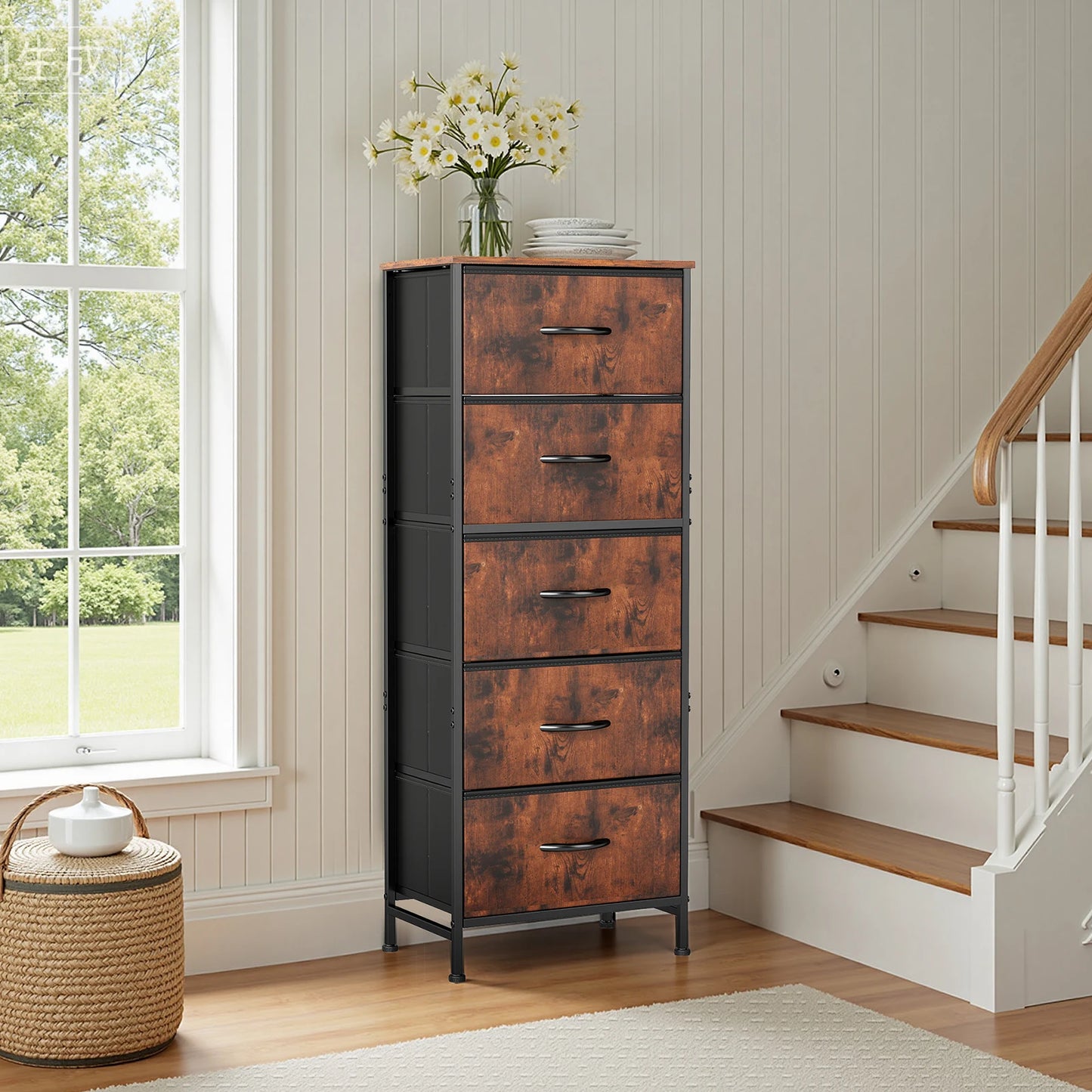 Dresser For Bedroom With 5 Fabric Drawers