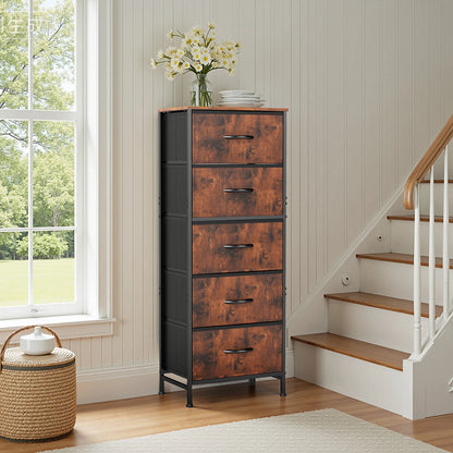 Dresser For Bedroom With 5 Fabric Drawers