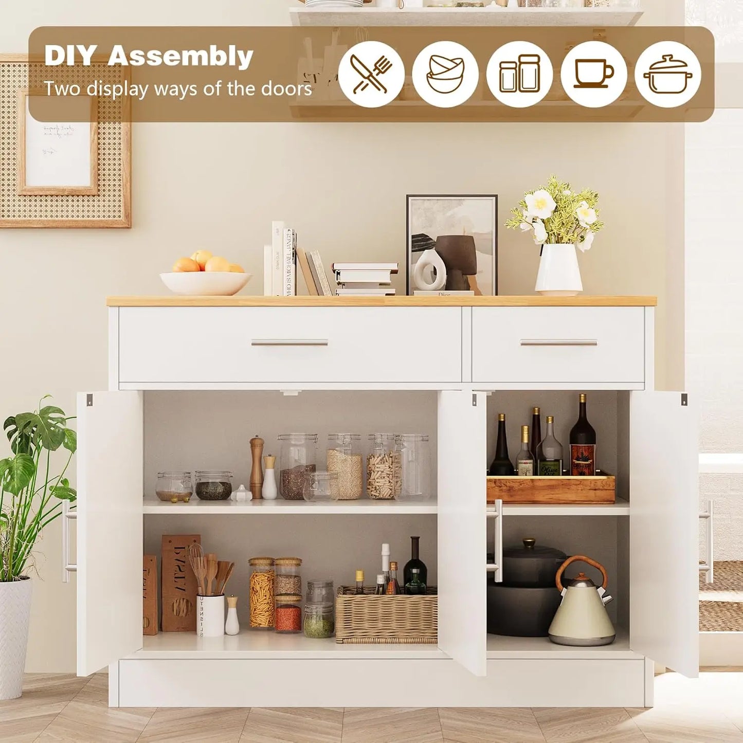 43” Sideboard Buffet Cabinet with Storage