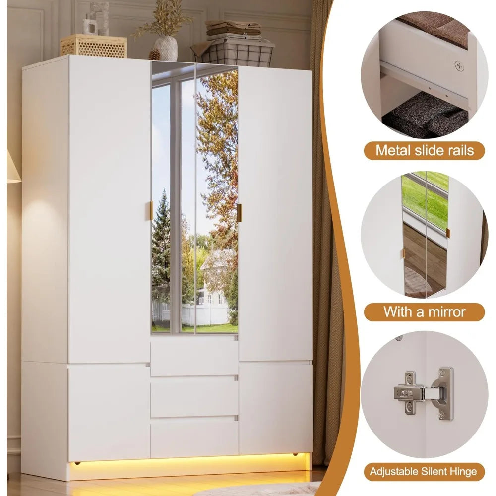 Large Bedroom Armoire with LED Lighting