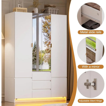 Large Bedroom Armoire with LED Lighting