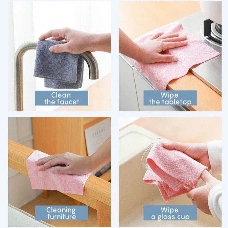 Reusable Cleaning Wipe Household Kitchen Cloth Microfiber Towel Rolls