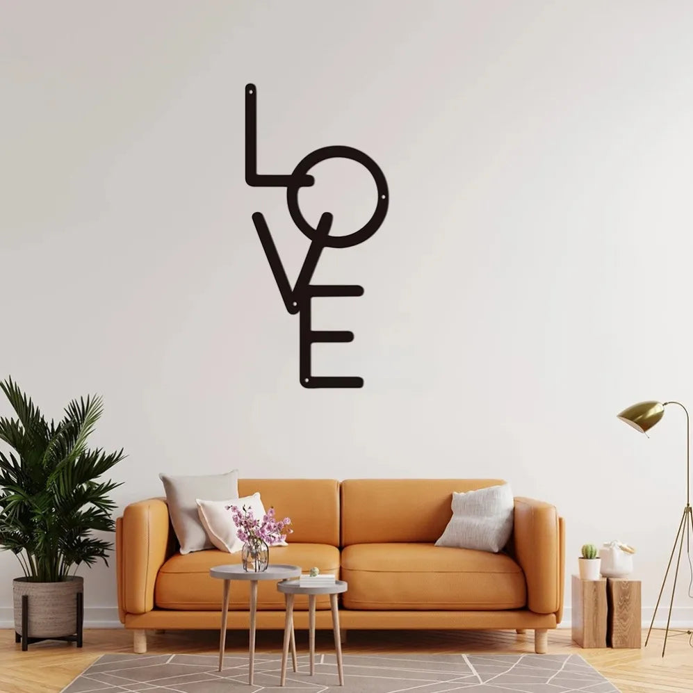 Vertical 'LOVE' Metal Wall Art