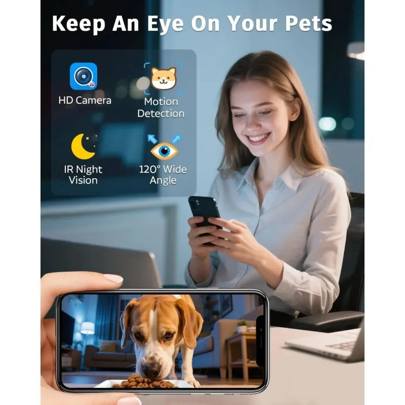 Smart Dog Feeder with 1080P Camera, 12L Auto Dispenser & Night Vision