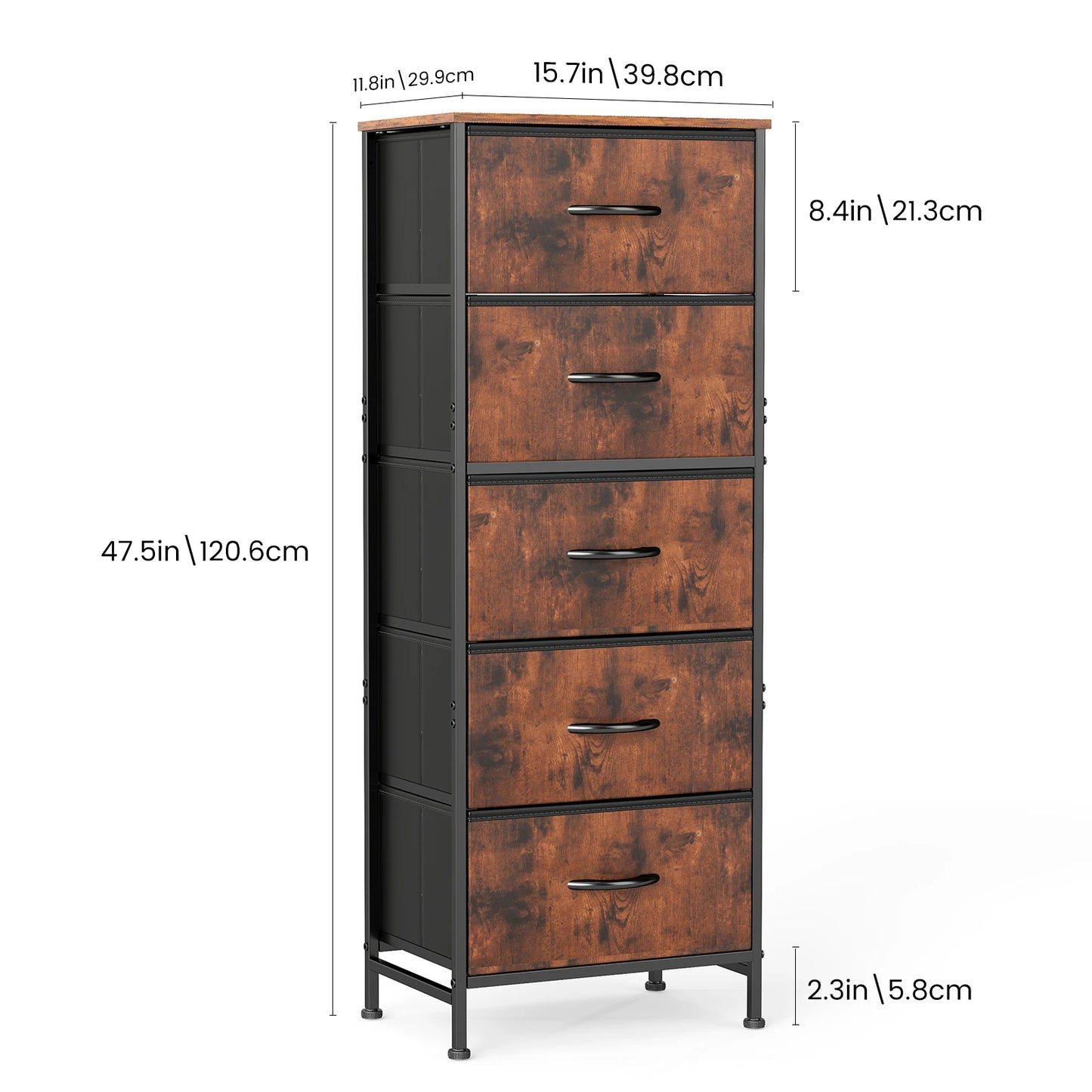 Dresser For Bedroom With 5 Fabric Drawers