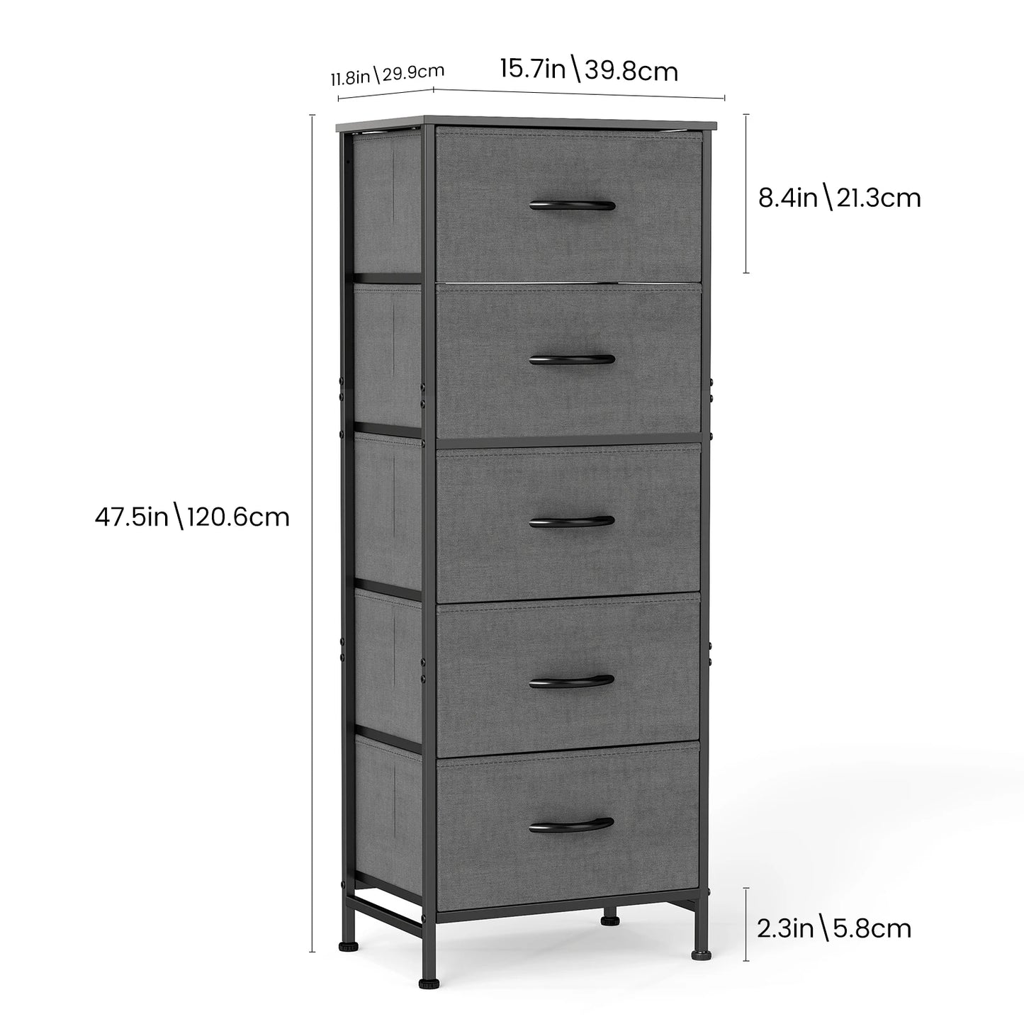 Dresser For Bedroom With 5 Fabric Drawers