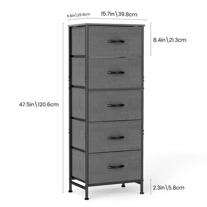 Dresser For Bedroom With 5 Fabric Drawers