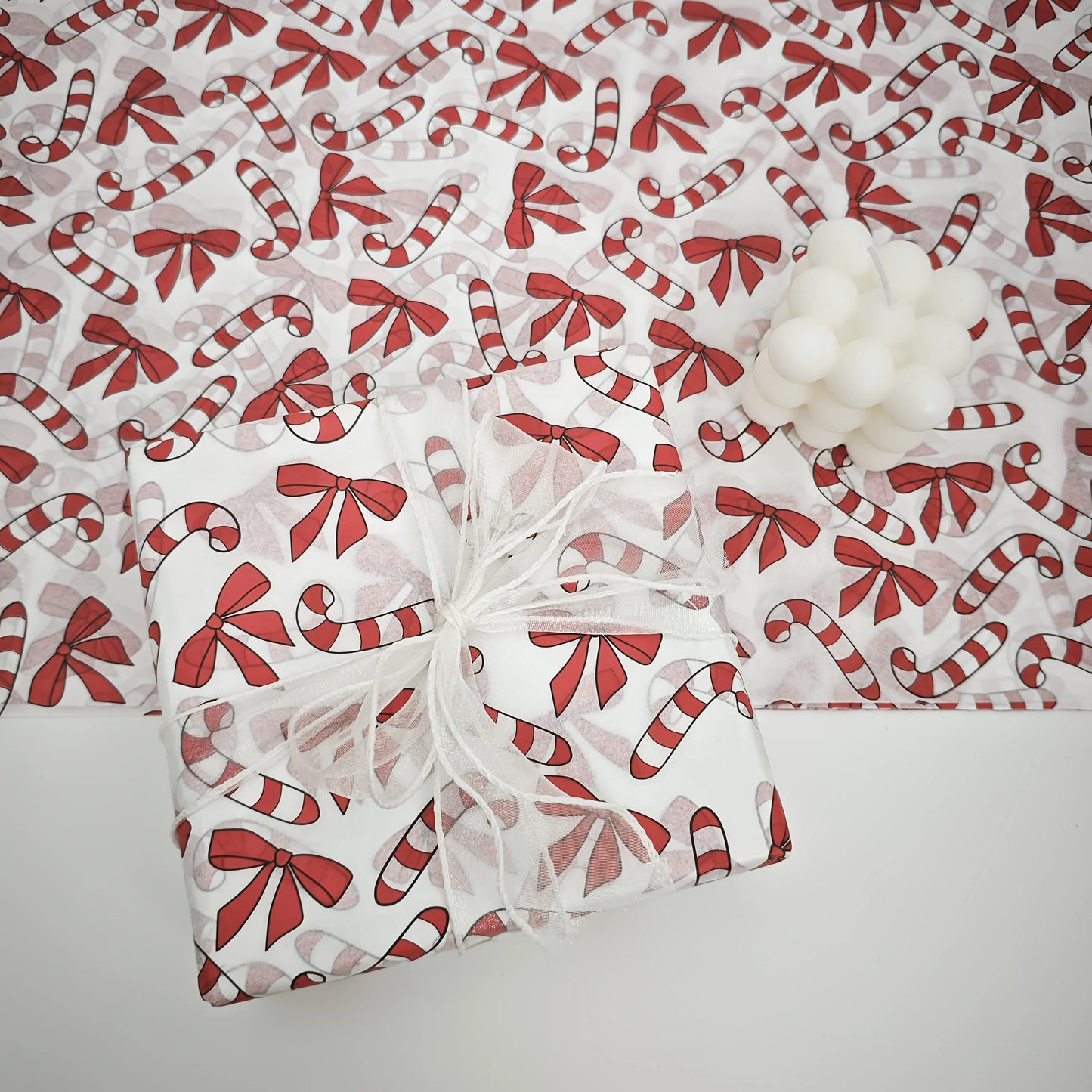 Red Christmas Bamboo Bow Pattern Tissue Paper