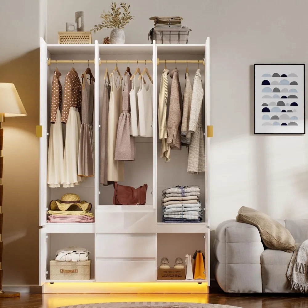 Large Bedroom Armoire with LED Lighting