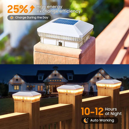 "Solar Post Cap Lights 6/12-Pack, 40-LED
